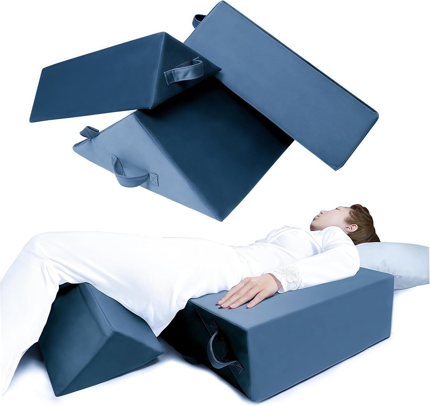 3PCS Bed Wedge Pillow Set for Seniors Back Pain Relief