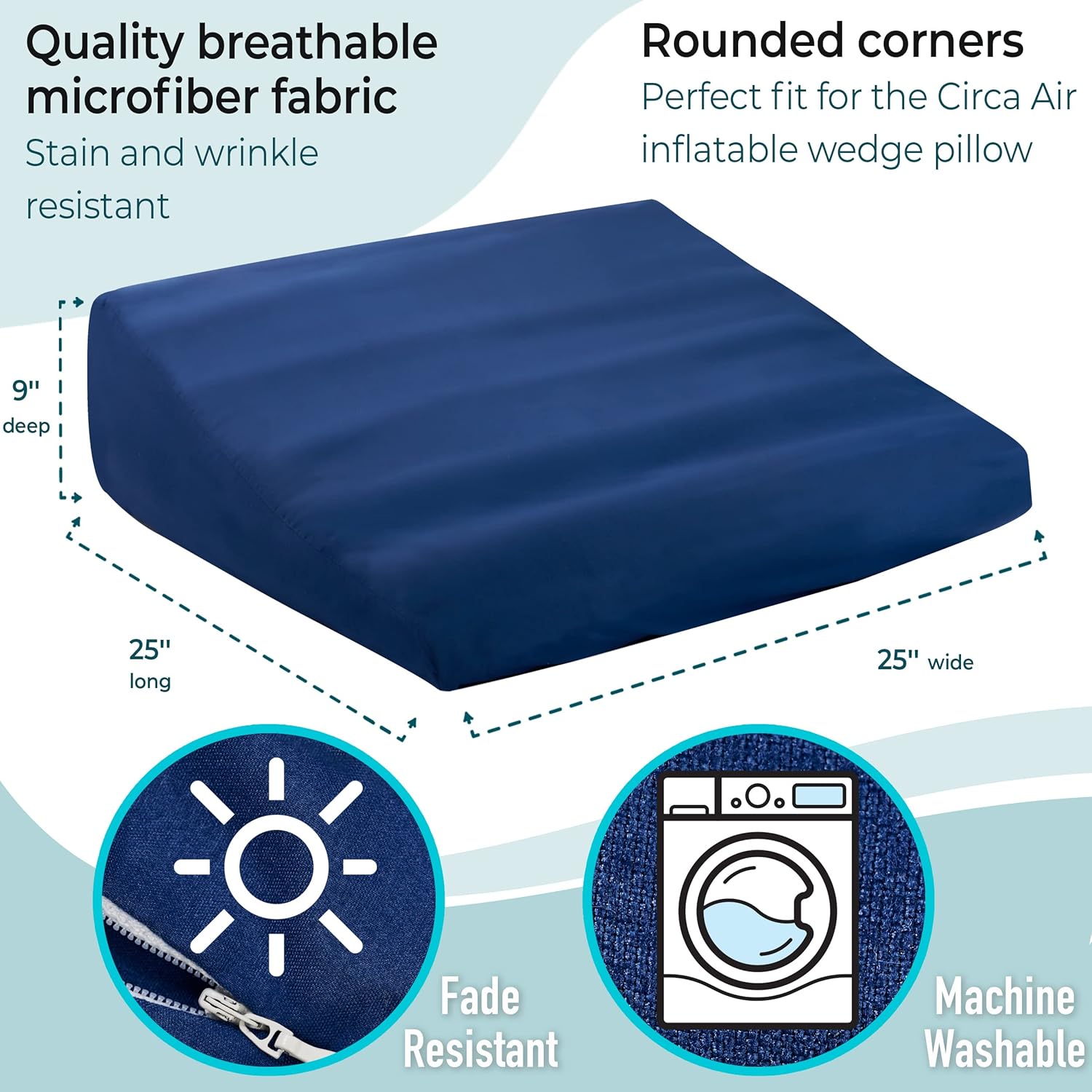 Circa Air Wedge Pillow Cover - Ultra Soft Microfiber Zippered 24x24x8