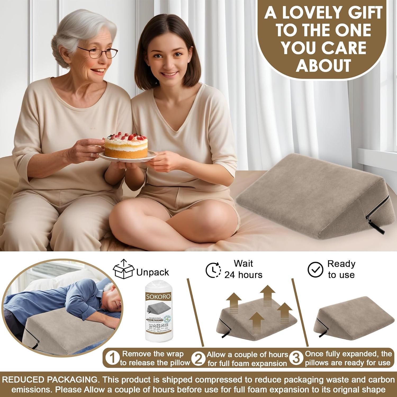 Sokoro Bed Wedge Pillow for Sleep Apnea and Pregnancy Support