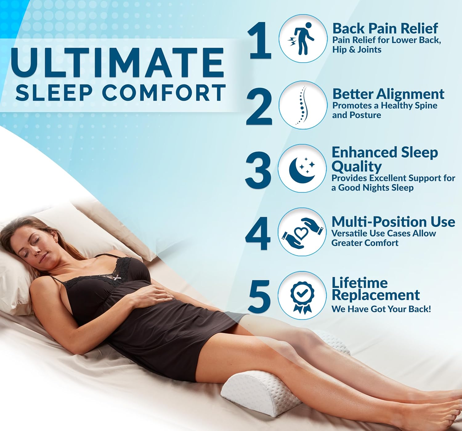 ComfiLife Memory Foam Knee Pillow for Back and Side Sleepers