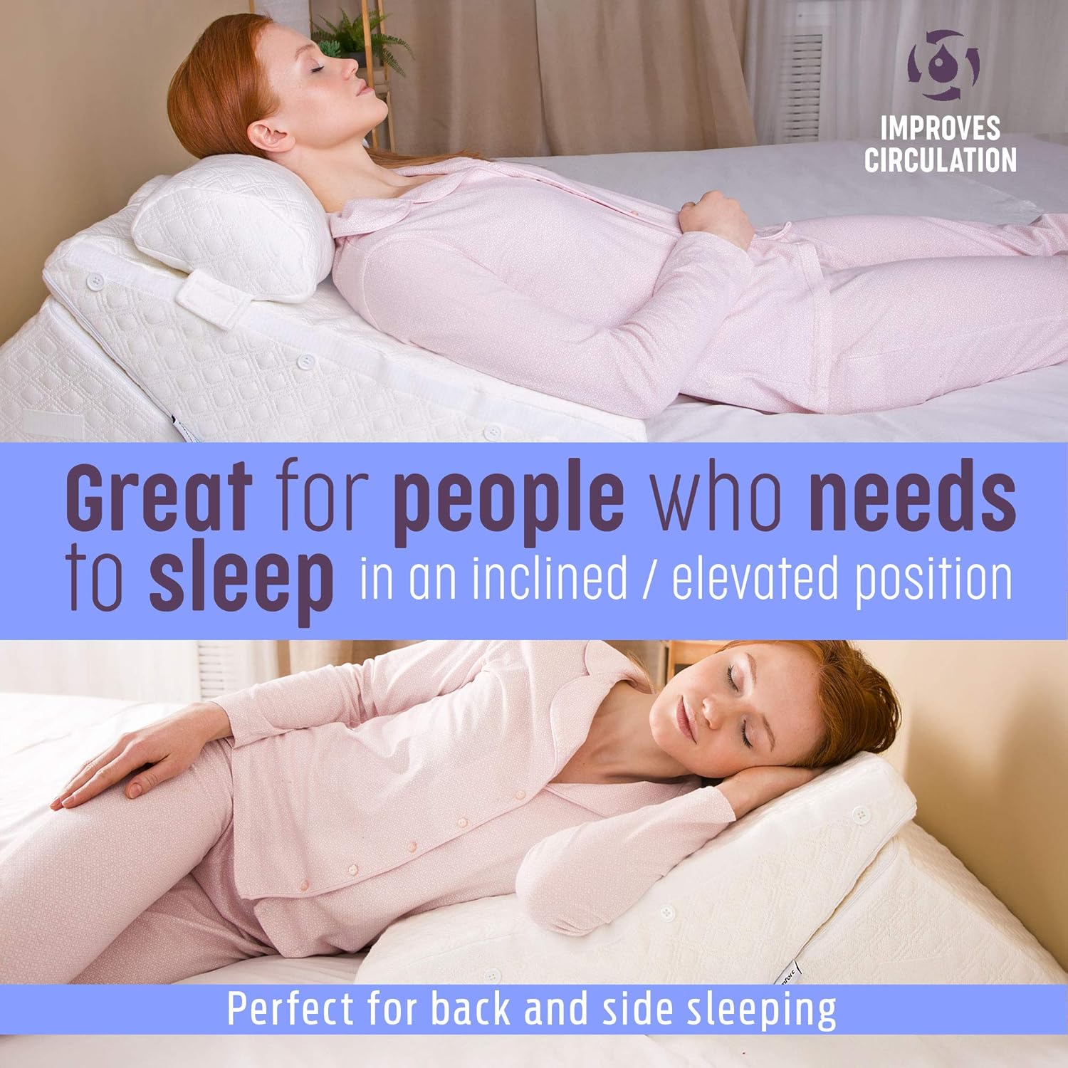 Flexicomfort Bed Wedge Pillow 7-in-1 Adjustable Post-Surgery Support