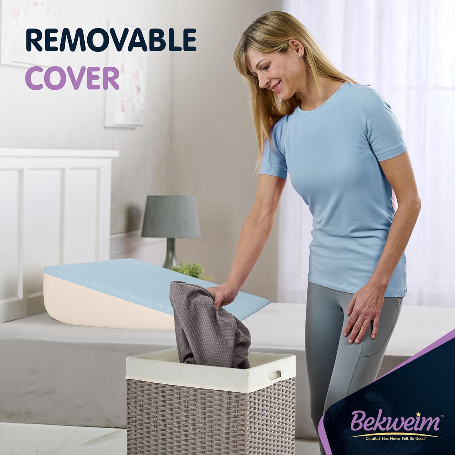 Bekweim Bed Wedge Pillow with Cover and Extra Sheet
