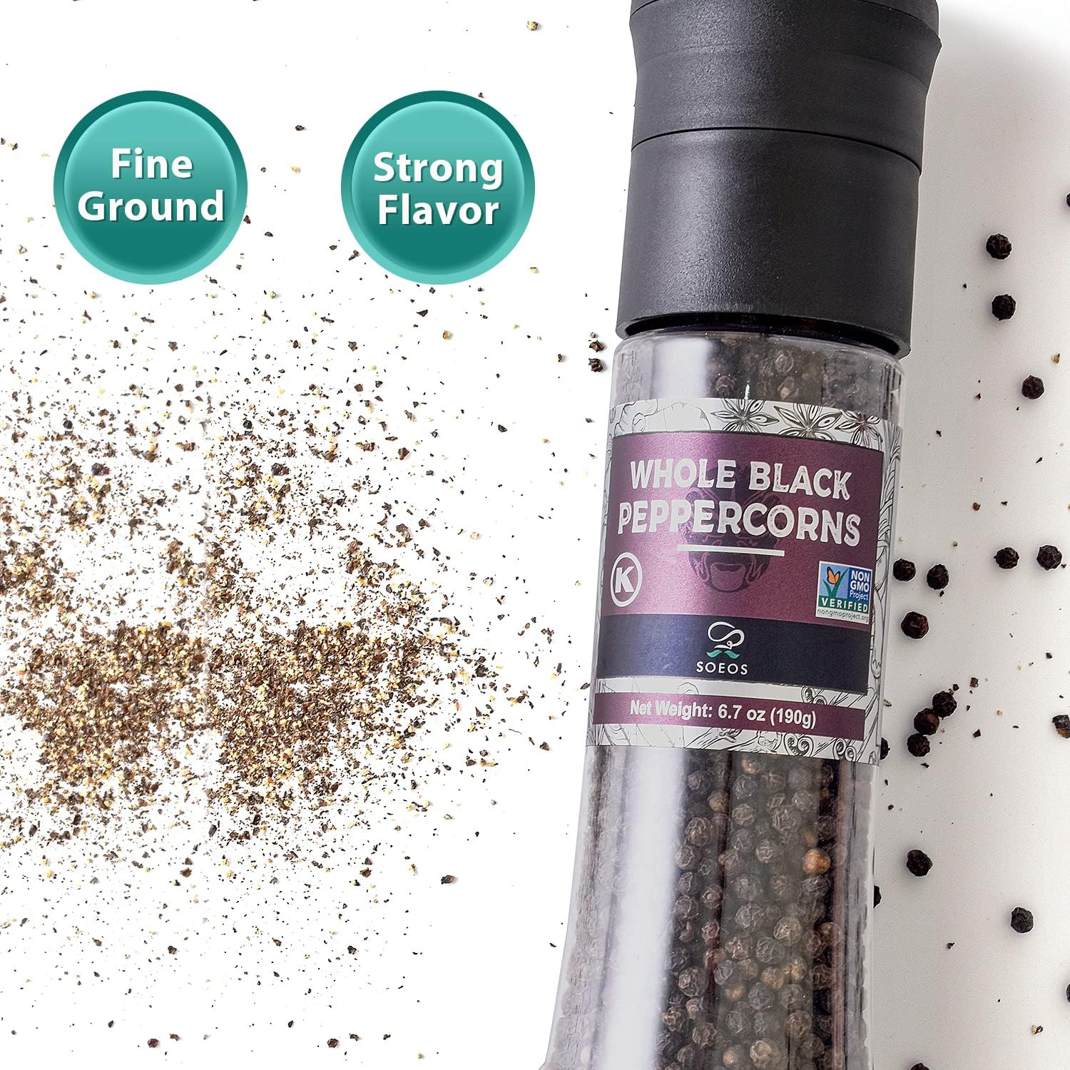Soeos Salt Pepper Set with Grinder and Shaker 67oz 134oz