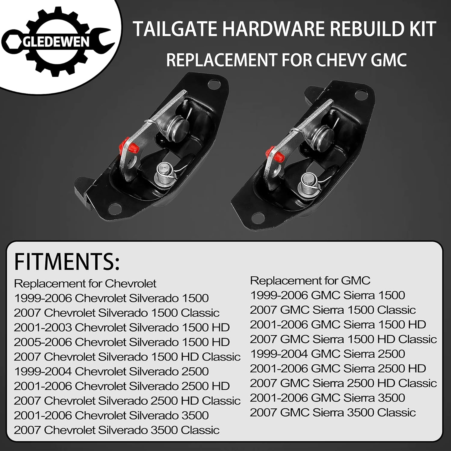 Gledewen Tailgate Handle Latch Rebuild Kit for Chevy Silverado and GMC Sierra