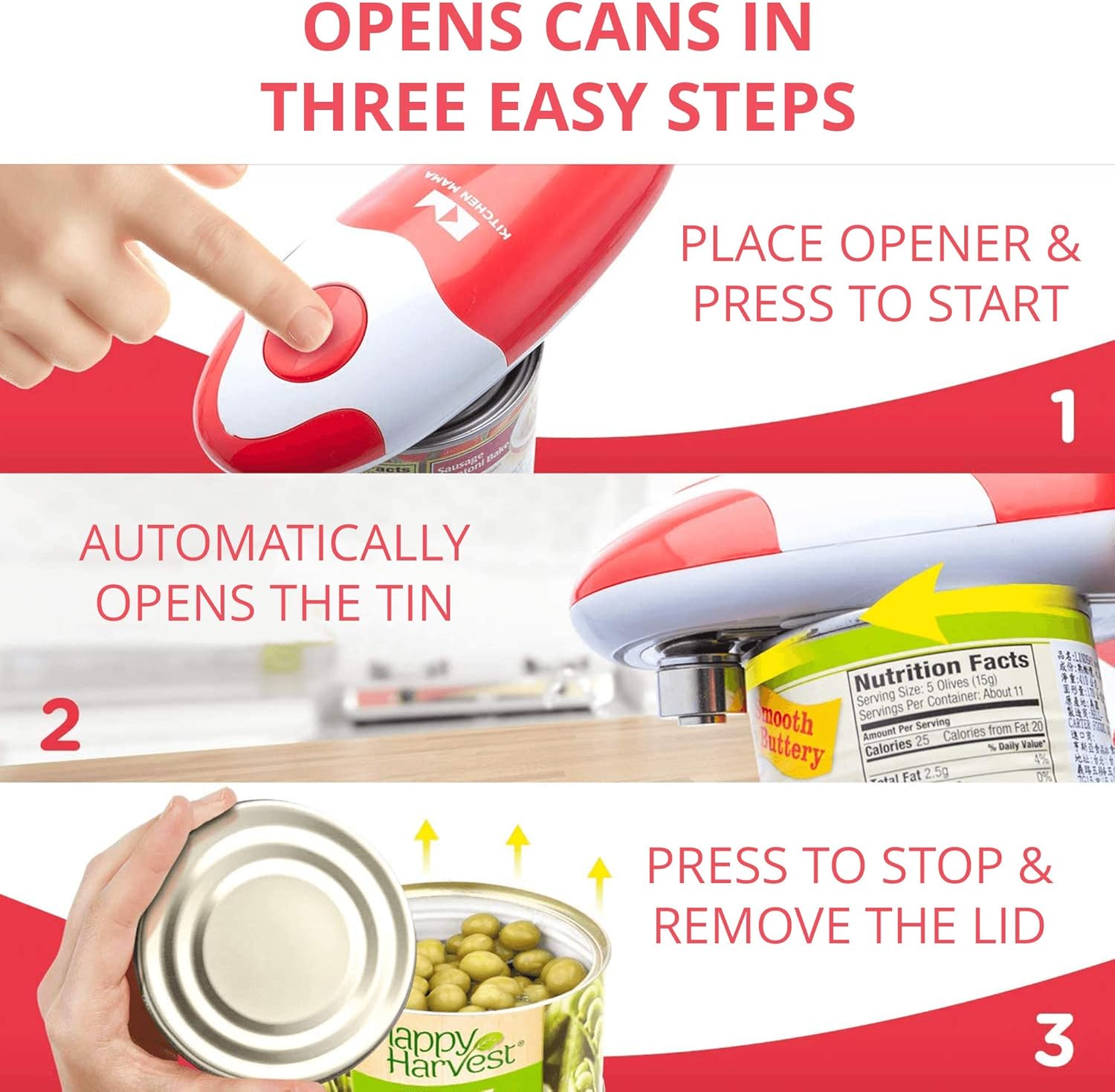 Kitchen Mama Auto Electric Can Opener - Red 1