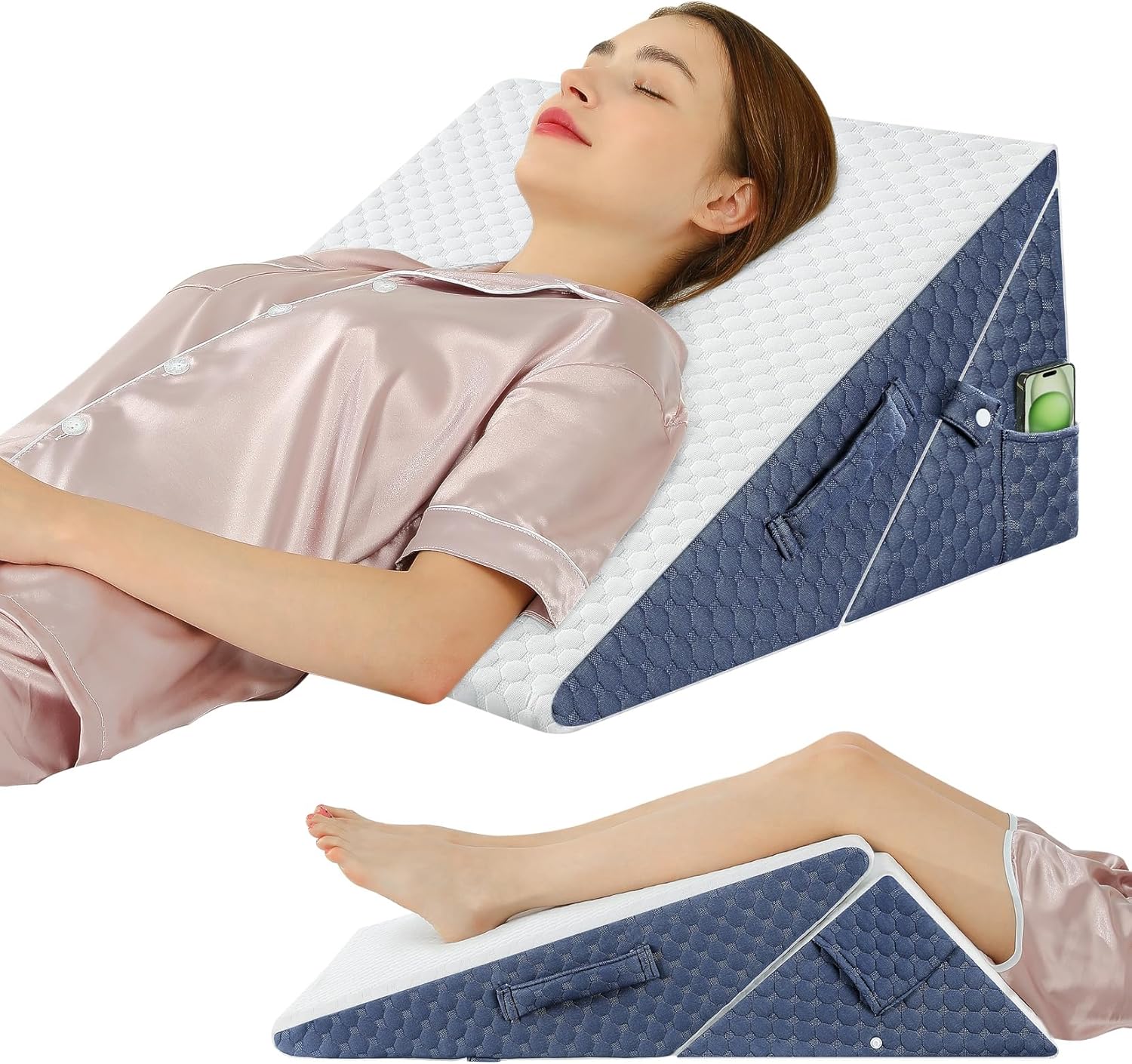 Welzona 9 12 Inch Bed Wedge Pillow with Memory Foam Top