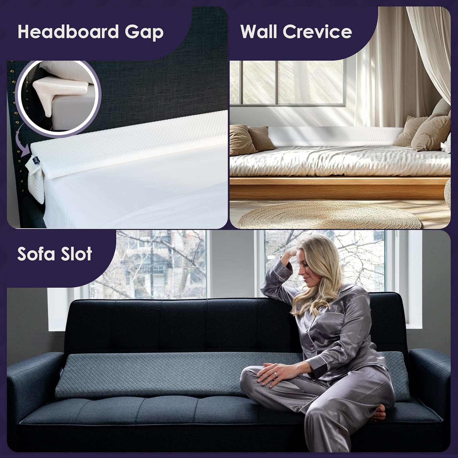 XetraDesign 4-in-1 Bed Wedge Pillow - 7 Gap Filler