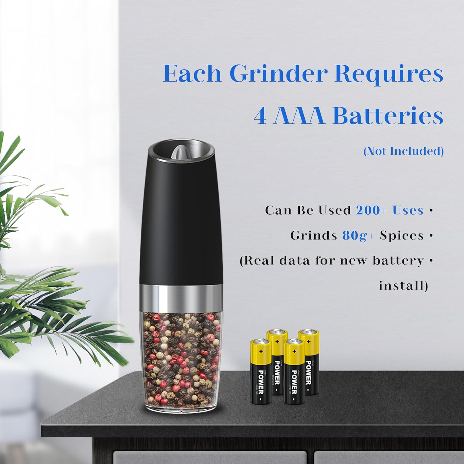 UNNEES Gravity Electric Salt and Pepper Grinder Set of 2 1