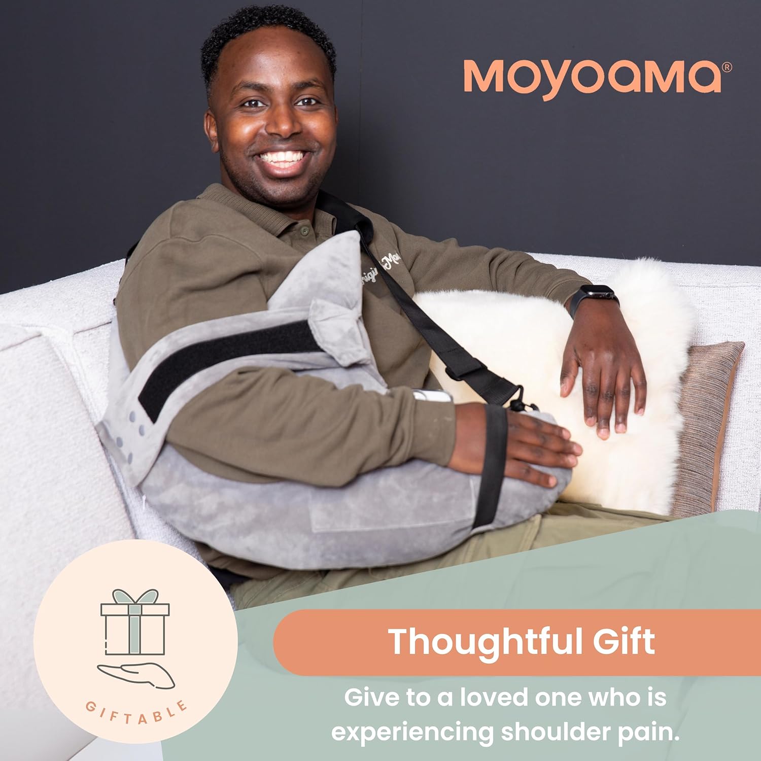 MOYOAMA Contoured Shoulder Surgery Pillow with Pocket and Adjustable Straps