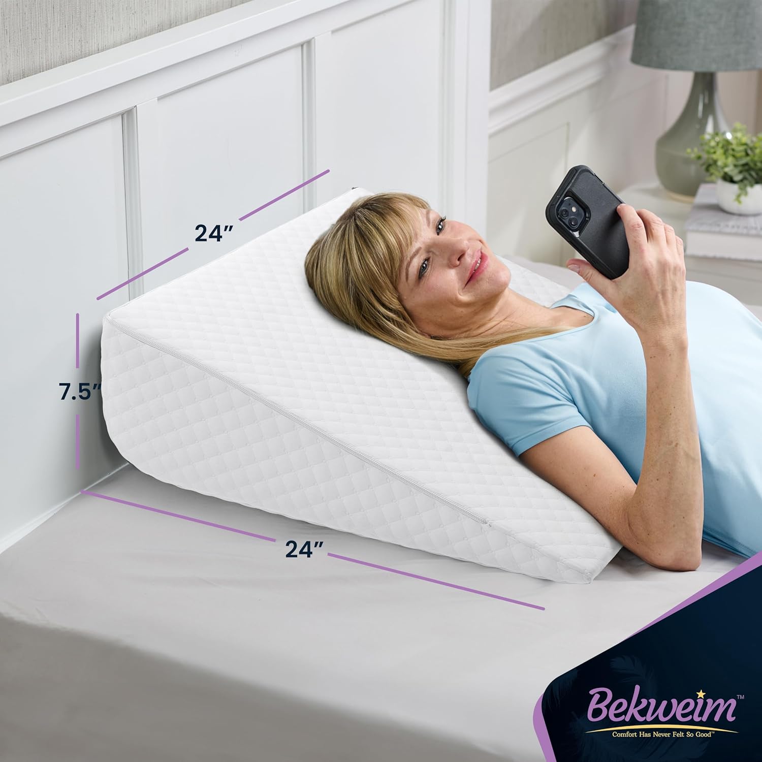Bekweim Bed Wedge Pillow with Cover and Sheet