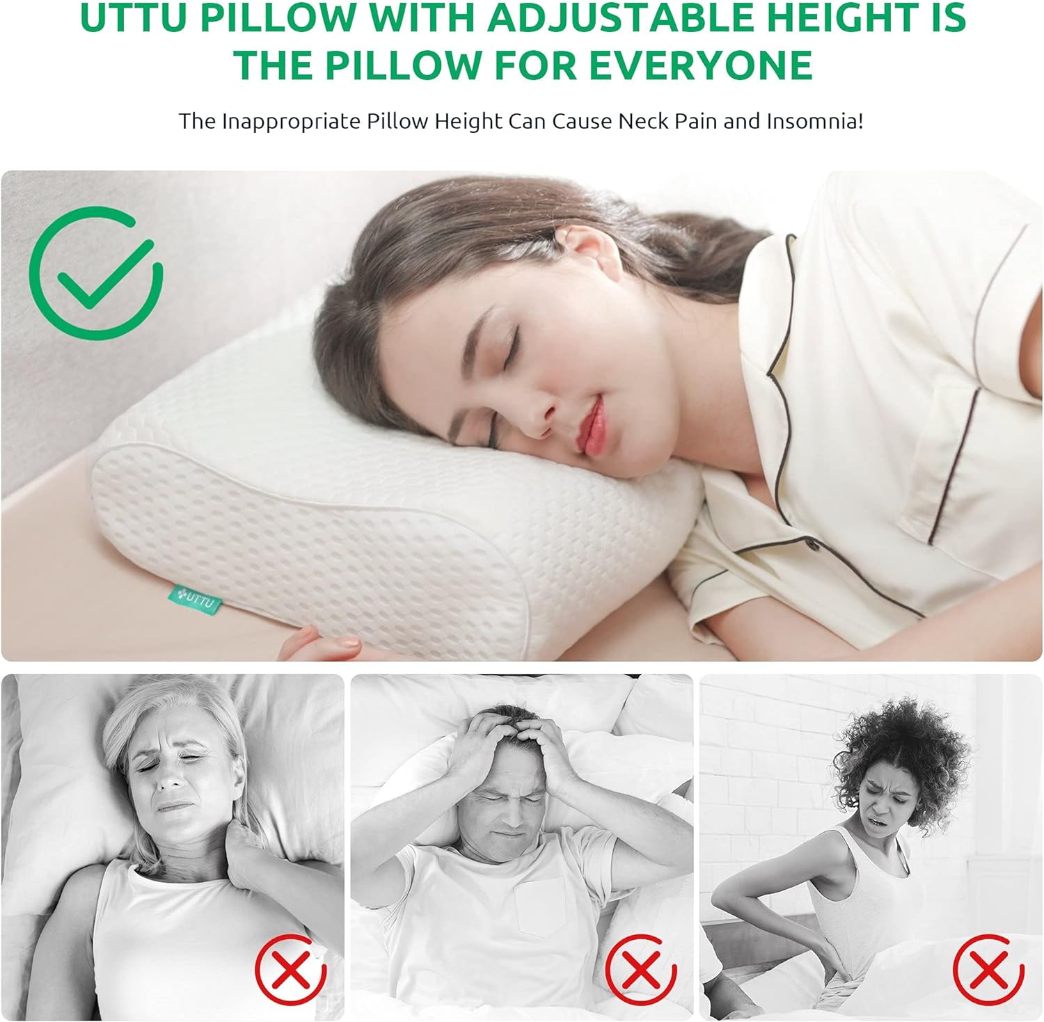 UTTU Adjustable Contour Cooling Cervical Pillow