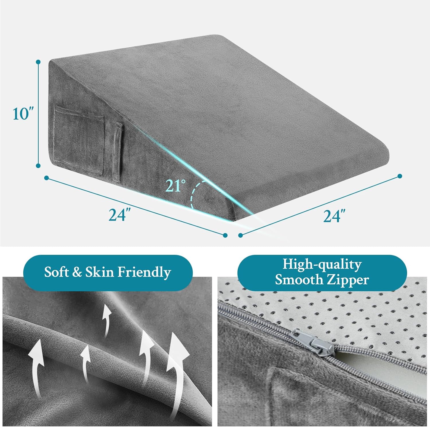Domusensus 10 Memory Foam Wedge Pillow for Sleep Relief