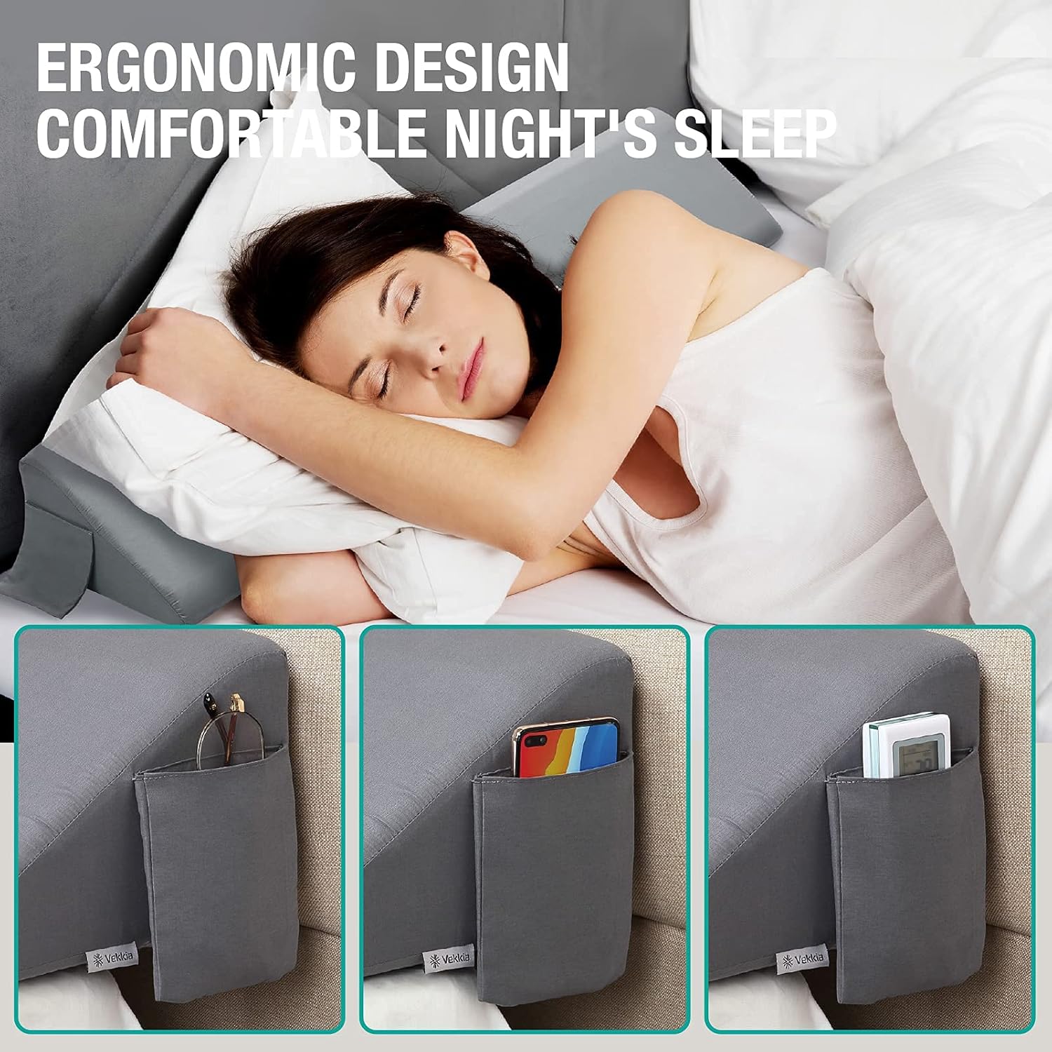 Vekkia Mattress Gap Filler Pillow 60x10x6 - Gray