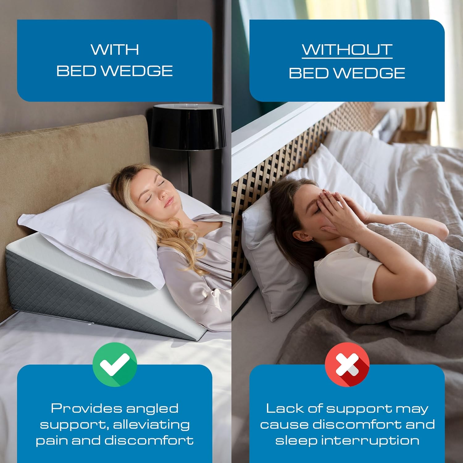 Klbs Bed Wedge Pillow for Sleep Apnea and Acid Reflux Relief