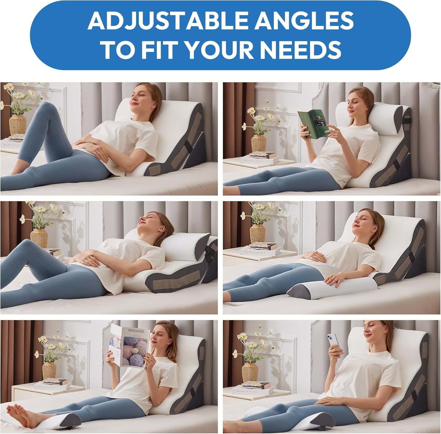 3PCS Wedge Pillow Set for Post Surgery and GERD Relief