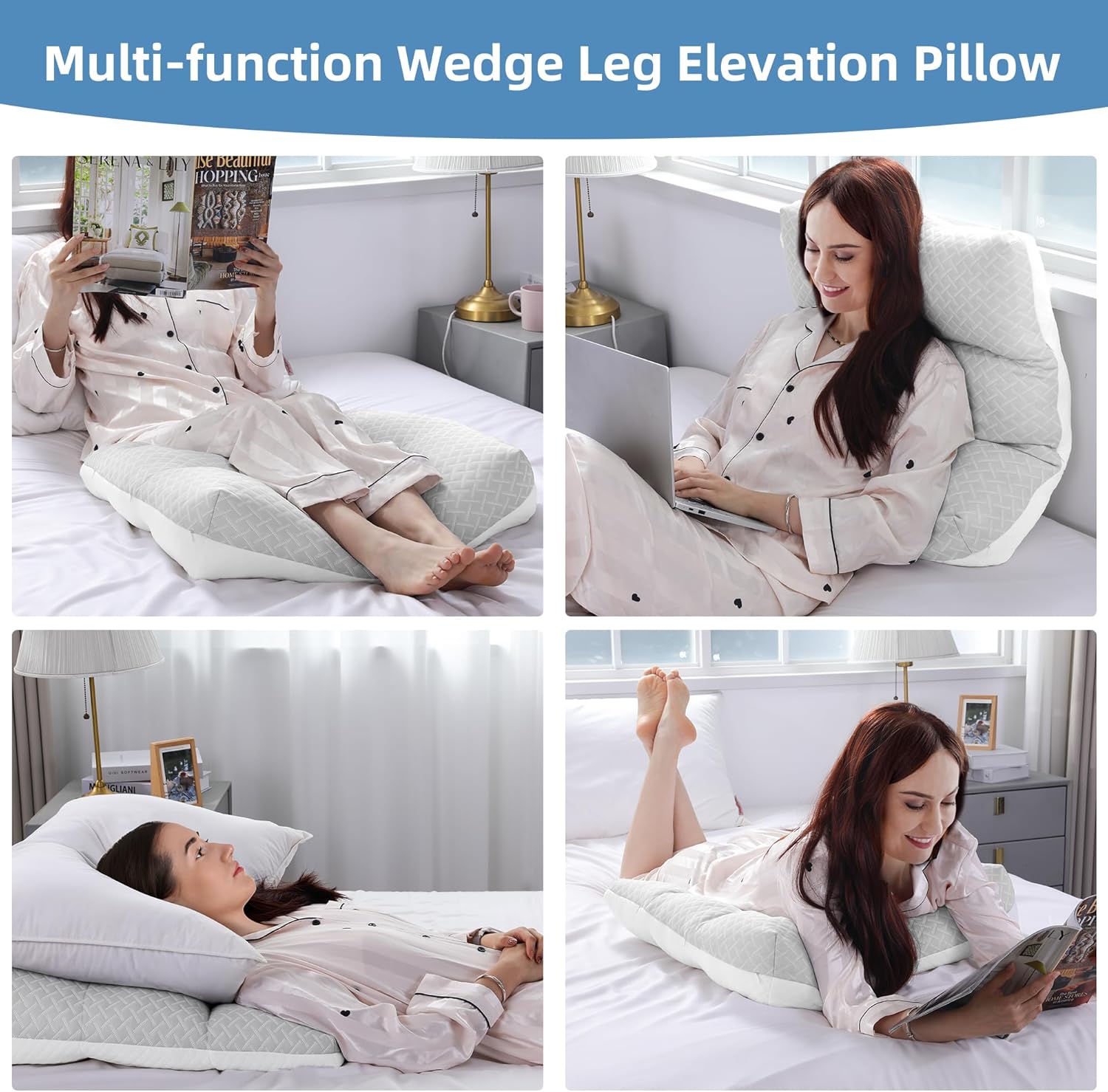 MABOZOO Adjustable Leg Elevation Pillow with Zippered Compartments