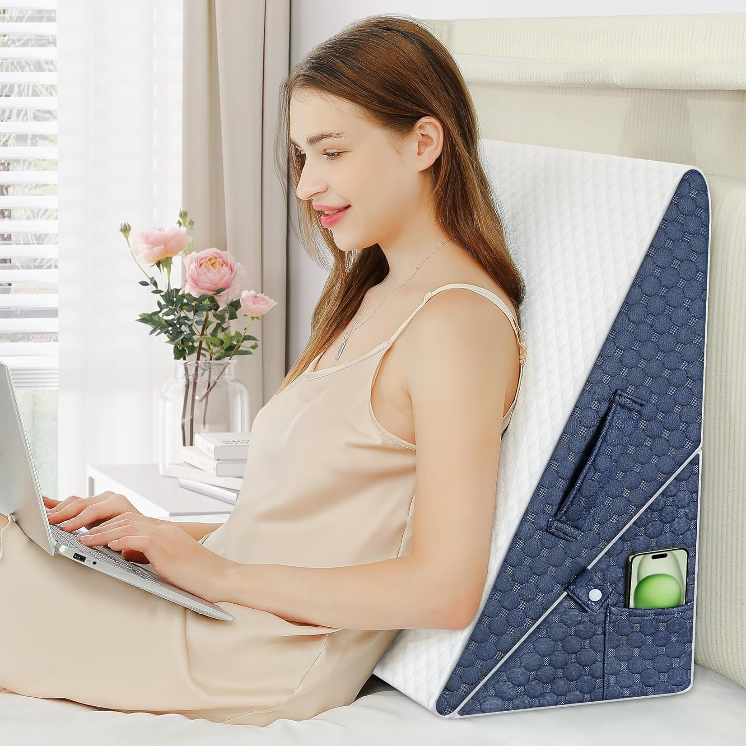 Welzona 9 12 Inch Bed Wedge Pillow with Memory Foam Top