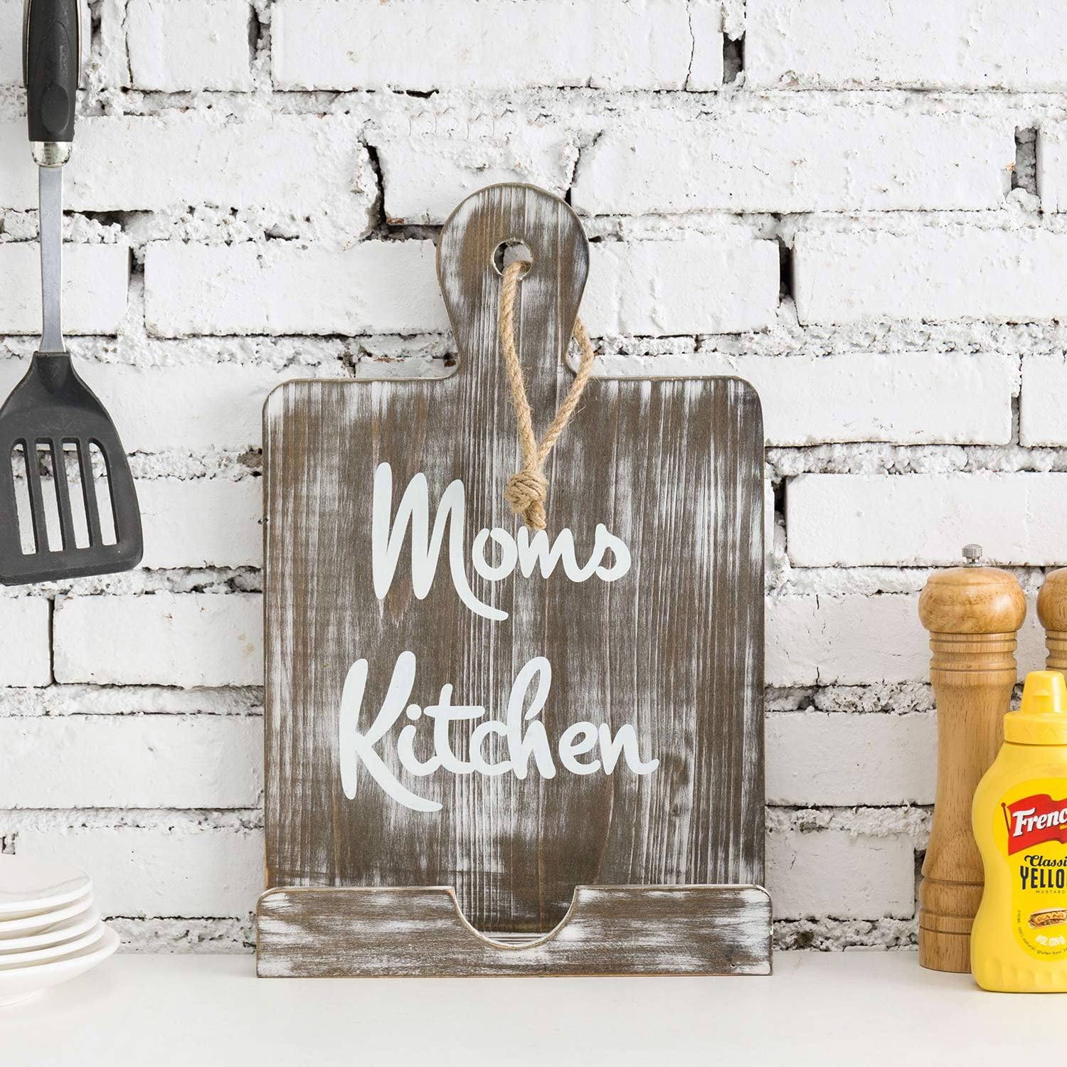 MyGift Gray Cutting Board Style Cookbook Stand