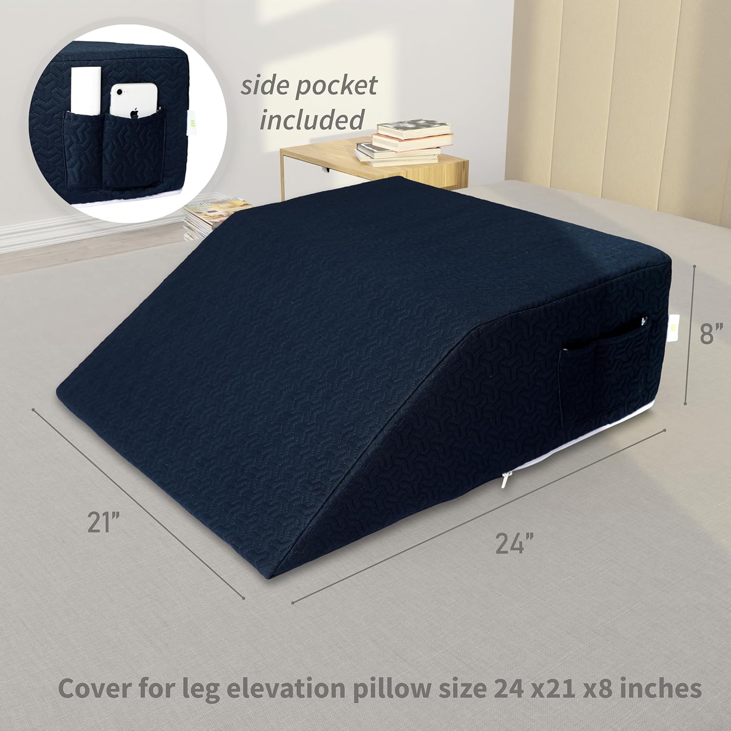 MEOVEN Wedge Pillow Cover - 24x21x8 Navy Blue