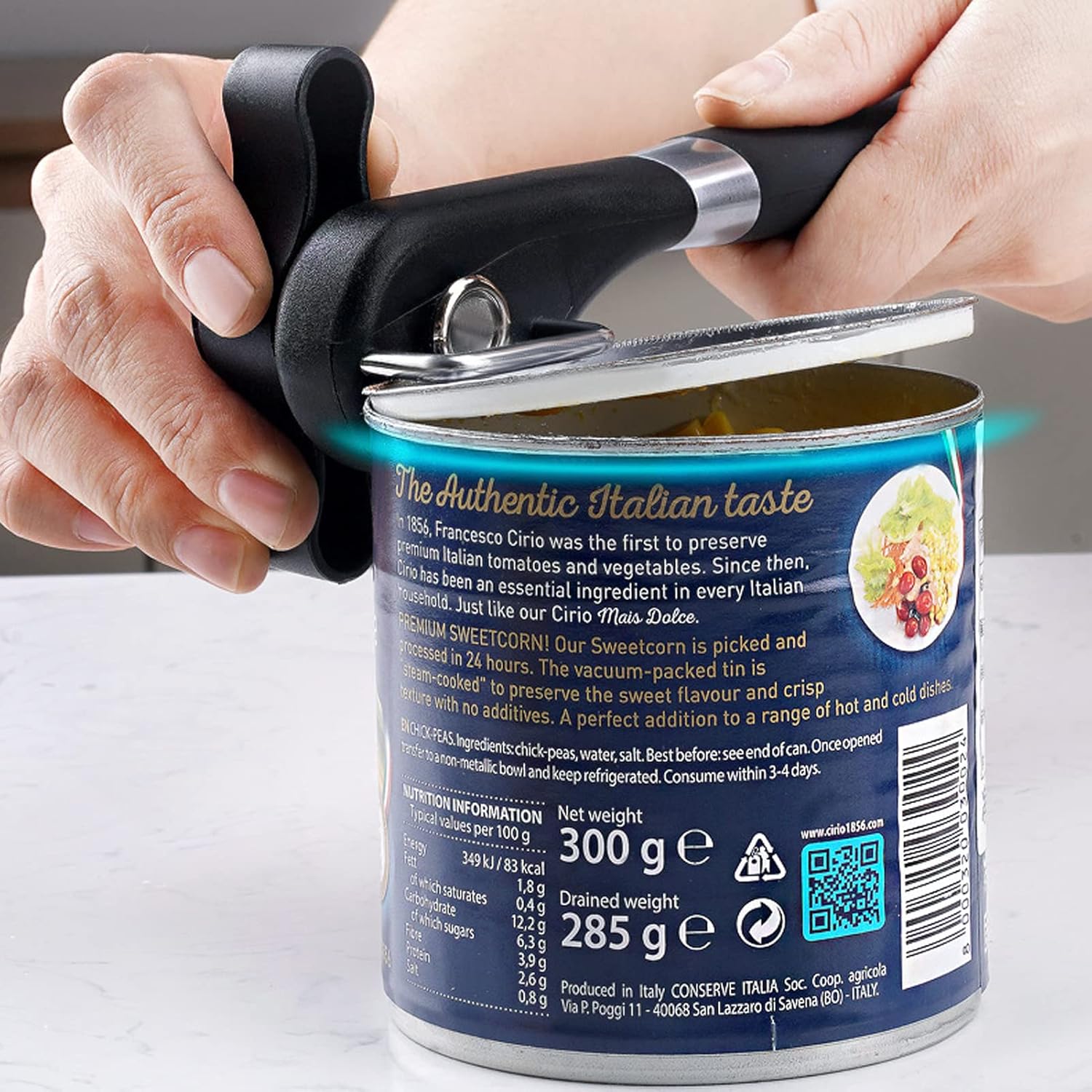 RICKUNCL Manual Can Opener with Soft Grip and Smooth Edge