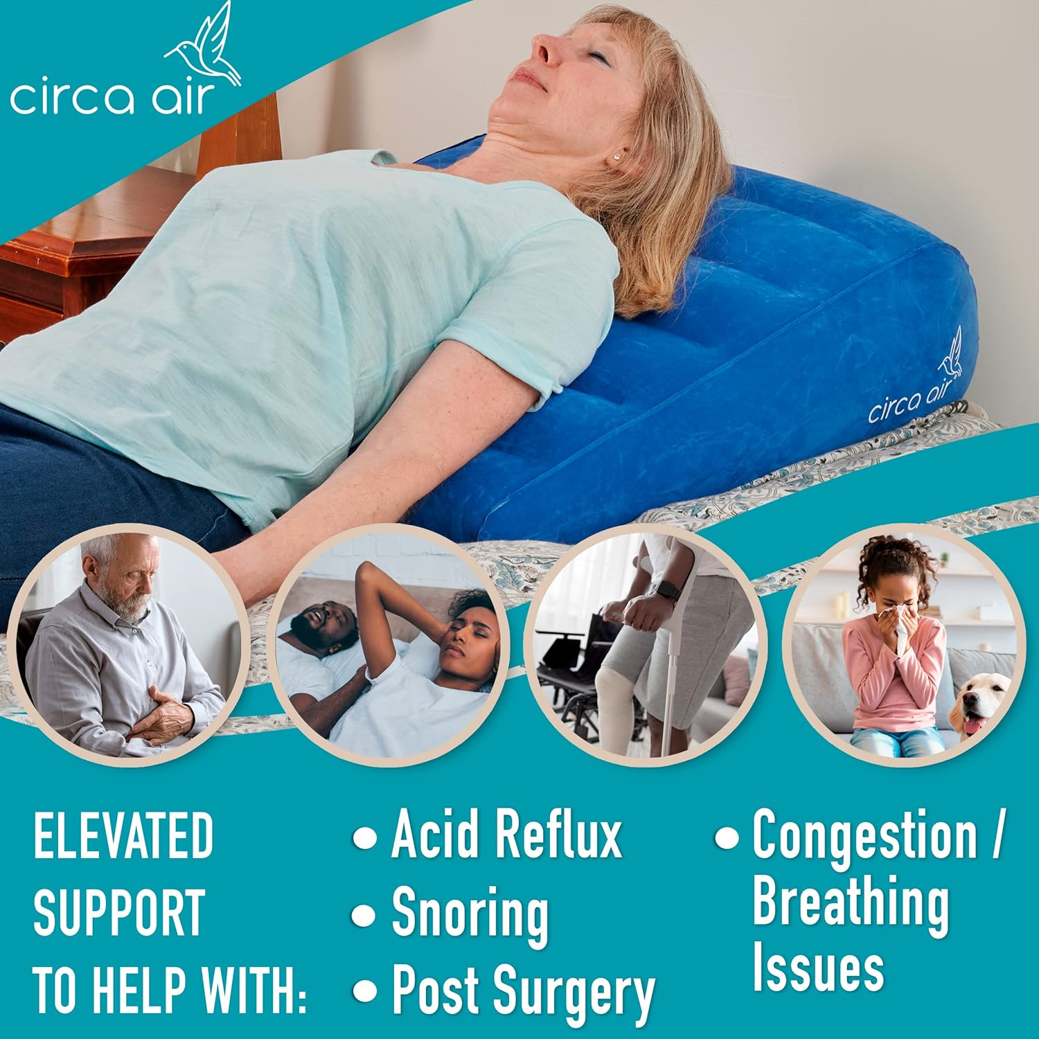 Circa Air Inflatable Wedge Pillow for Travel