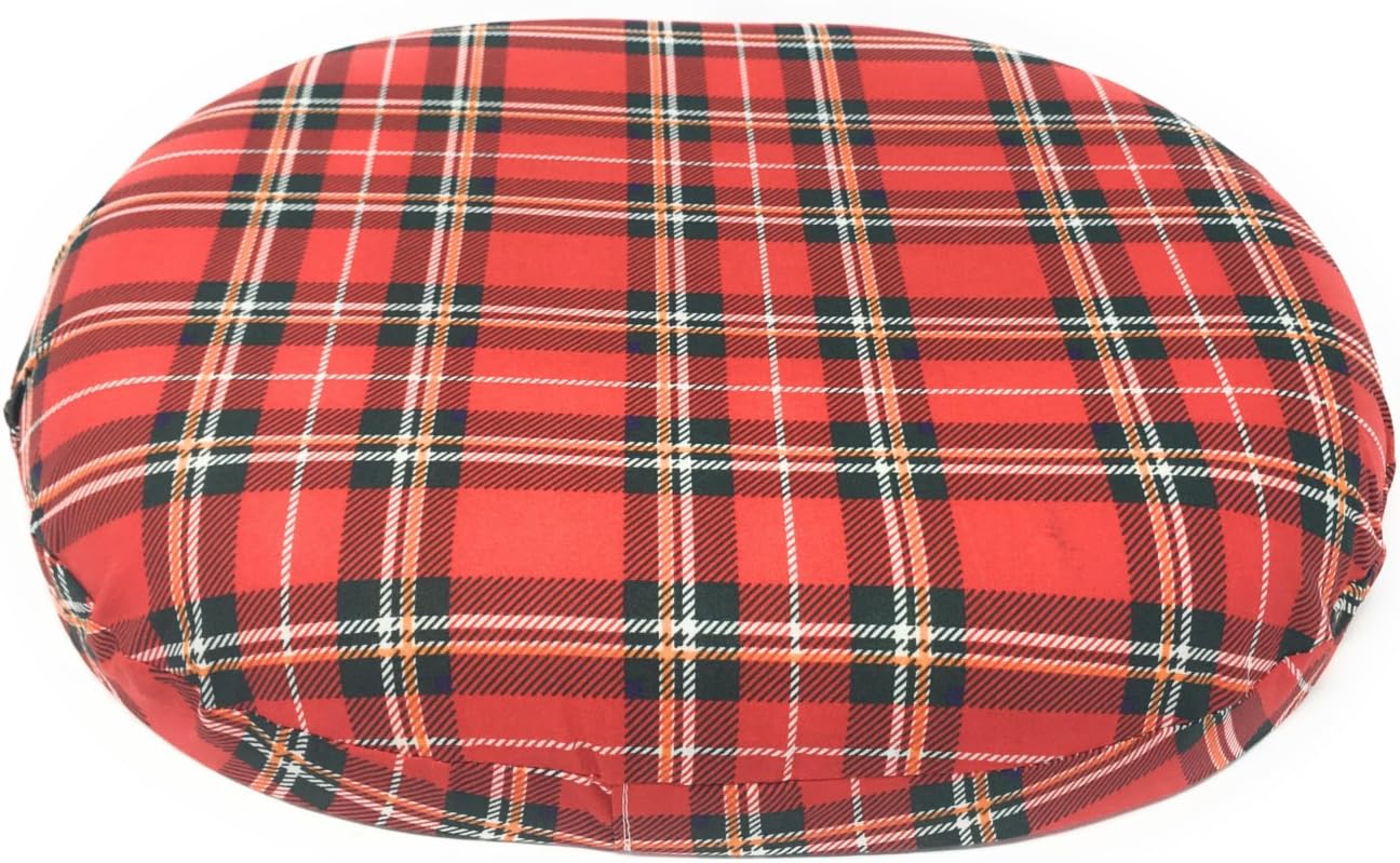 Foam Ring Cushion with Removable Plaid Cover 18 Inches