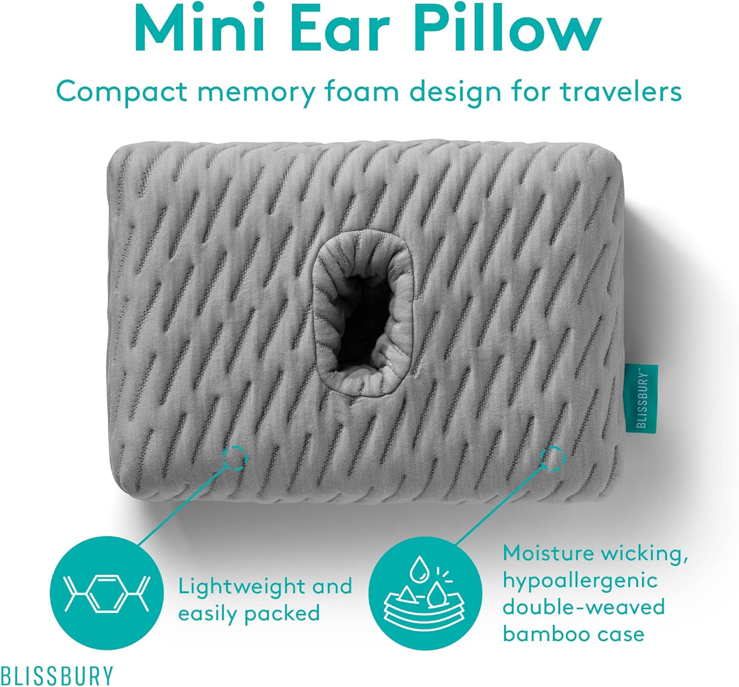 BLISSBURY Mini Donut Ear Pillow for Side Sleepers Travel