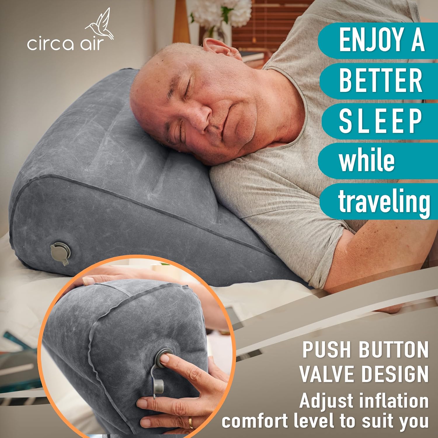 Circa Air Inflatable Wedge Pillow for Travel and Sleep Support 1