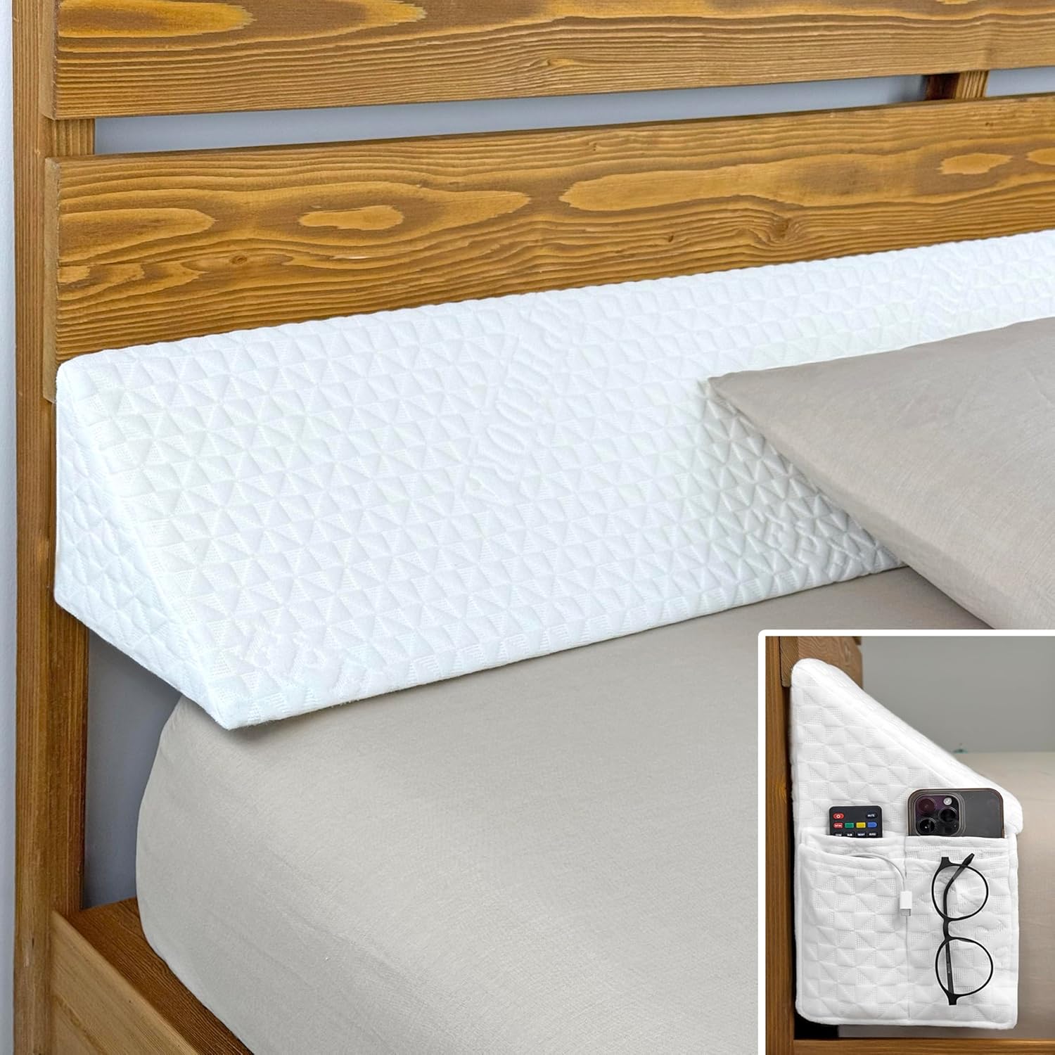 Triangle Bed Wedge Pillow - Gap Filler for Headboard and Mattress