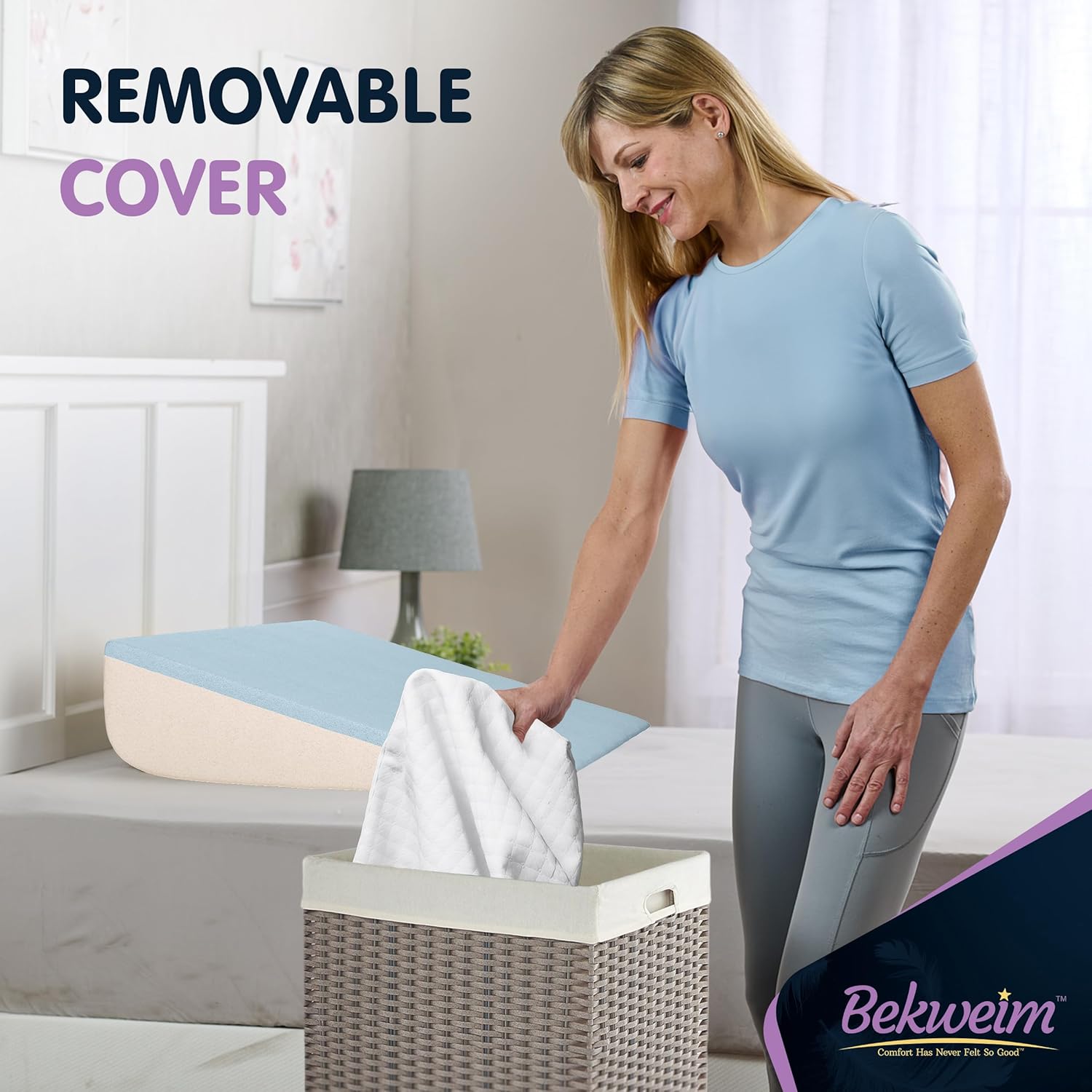 Bekweim Bed Wedge Pillow with Cover and Sheet