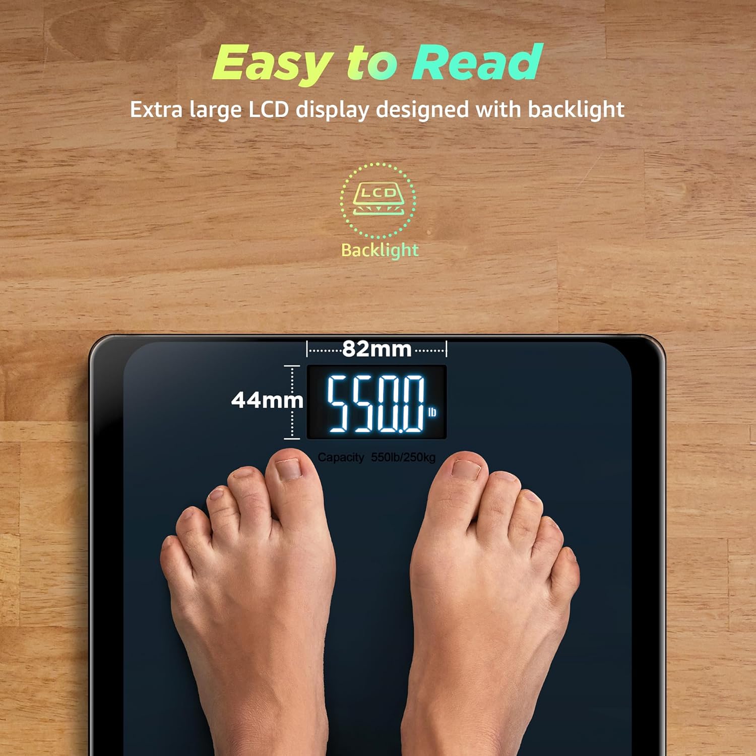 RunStar 550lb Digital Bathroom Scale with Large LCD and Ultra-Wide Platform
