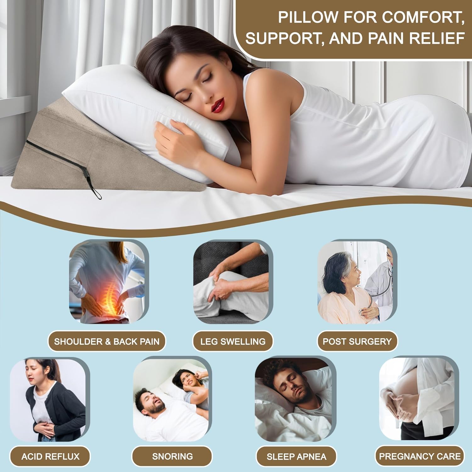 Sokoro Bed Wedge Pillow for Sleep Apnea and Pregnancy Support