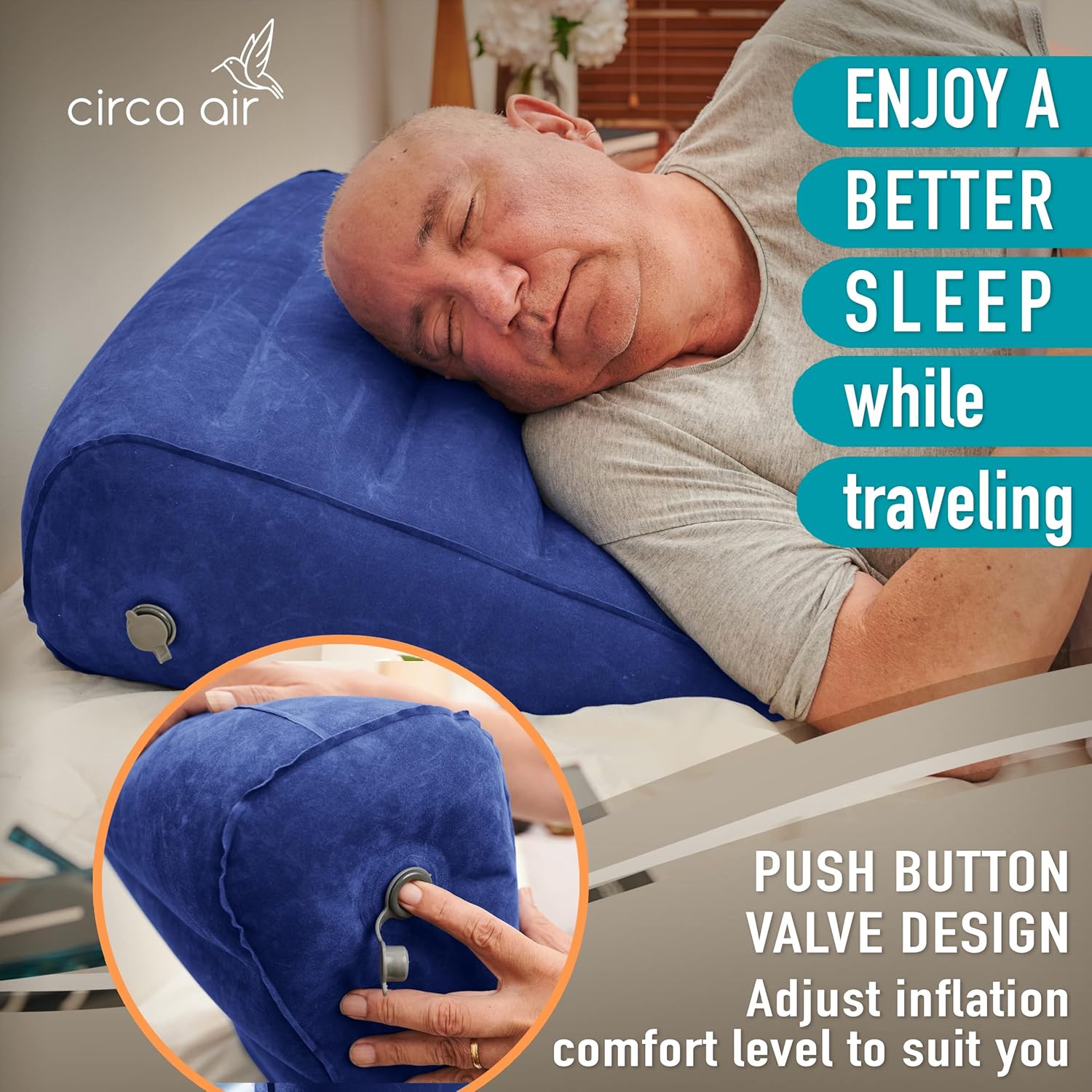 Circa Air Inflatable Wedge Pillow for Travel and Sleep Support
