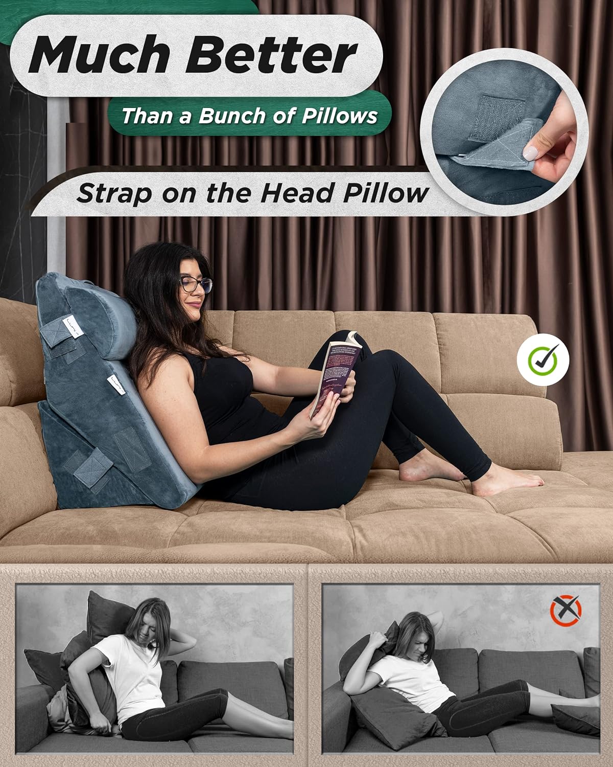 Lunix 3pcs Orthopedic Wedge Pillow Set for Pain Relief