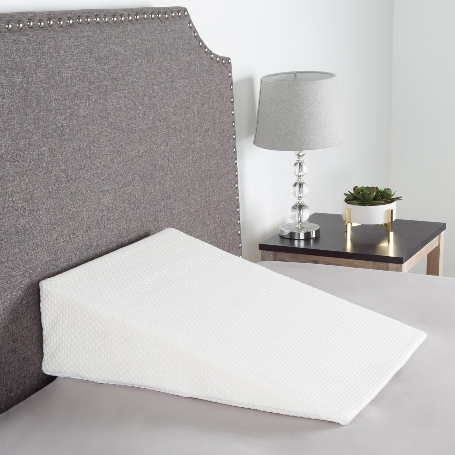 Lavish Home Wedge Pillow - Ivory Memory Foam with Bamboo Cover